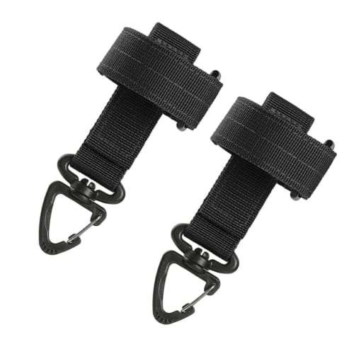 Nylon Glove Holder with Keychain, Tactical Glove Climbing Rope Storage Buckle for 2-Inch Duty Belt (Gloves Not Included), 2-Pack, Black