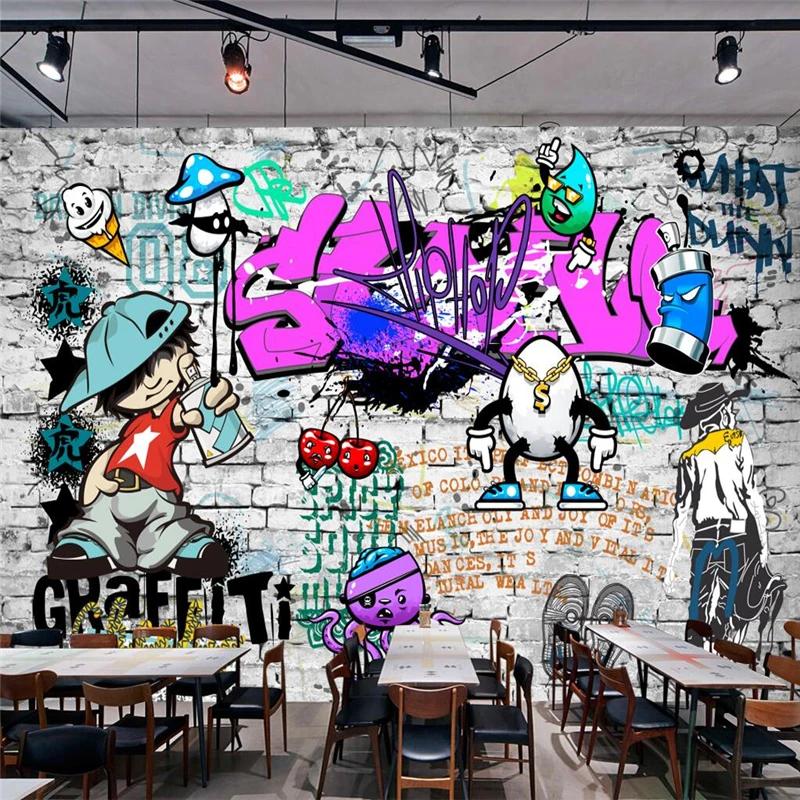 3d Wallpaper Fashion Style Trend Street Art Graffiti Brick Wall Background Wall Mural Living room bedroom Restaurant Mural