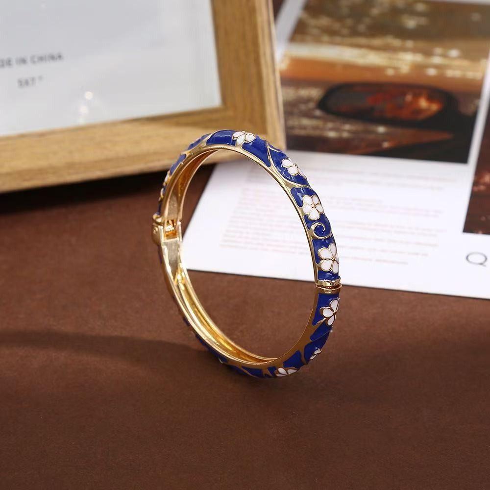 Chinese Vintage Cloisonne Bangle Traditional Women's Hand Bracelet  Jewelry Gifts