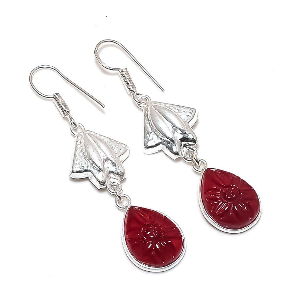 Natural Pink Rubillite Gemstone 925 Sterling Silver Jewelry Earring 2.09  AE-12580