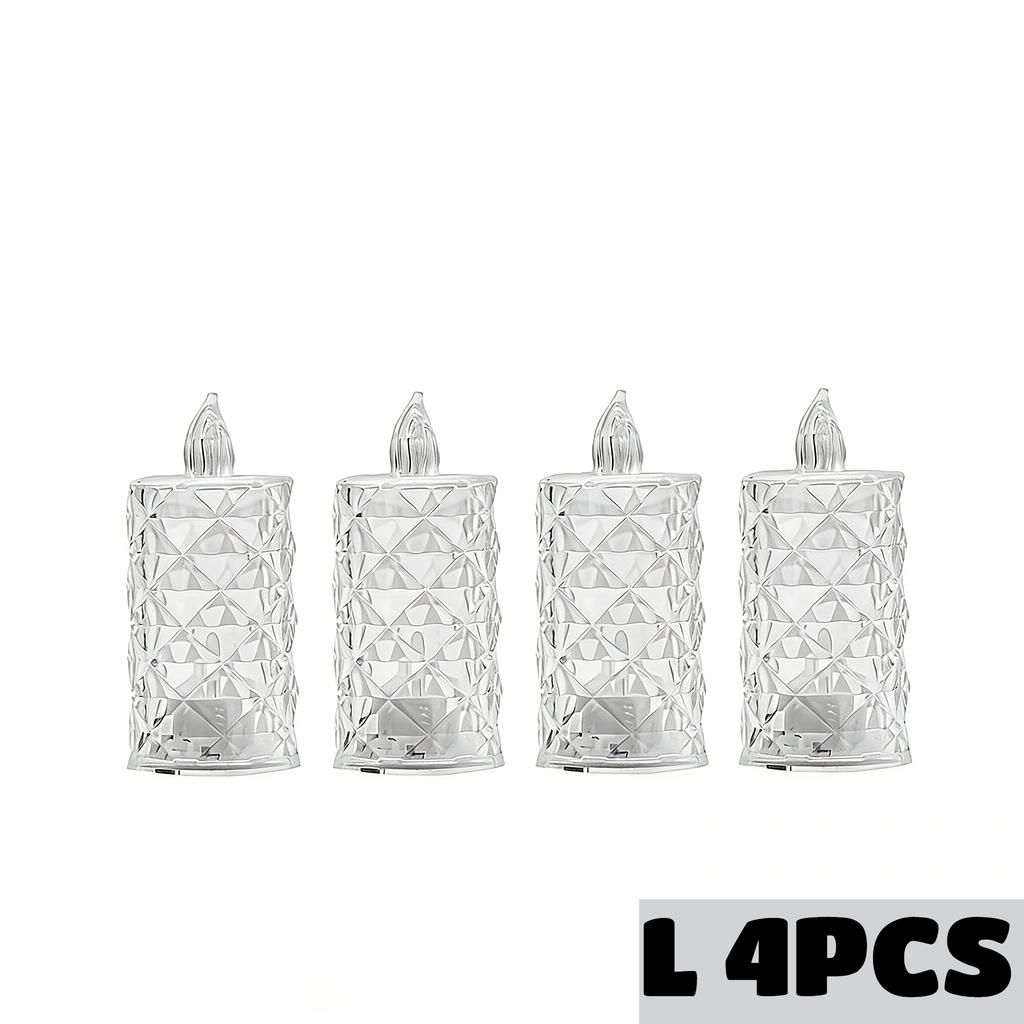 24PCS LED Flameless Candles Crystal Electronic Night Lamp for Date Party Valentine's Day Bedroom Wedding Christmas Decorations