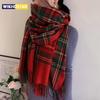 Women's Fashion Scottish Style Tartan Warm Scarf Plaid Soft Long Wrap Shawl Christmas Valentine's Day for Girlfrend Wife Mom