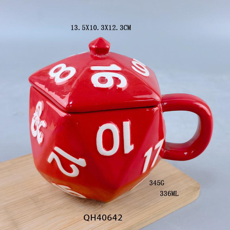 

High temperature resistant dice ceramic cup breakfast cup dice coffee cup office water cup creative digital mother mug 301-400ml