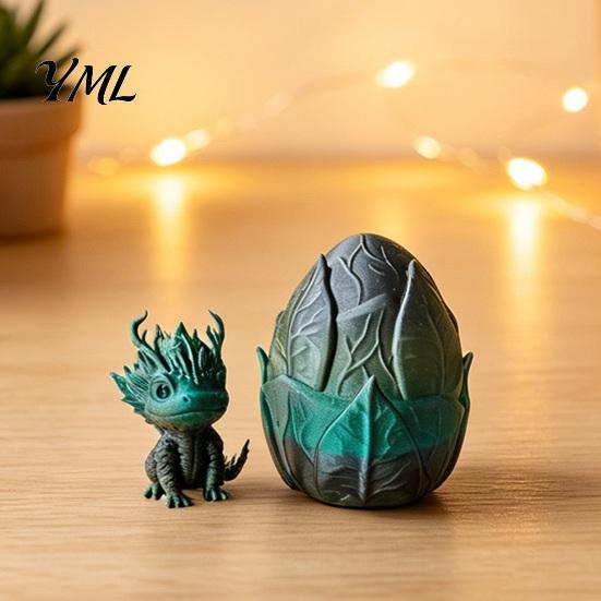 Desktop Dragon Egg with Mini Toy, 3D Printed Miniature Figurine, Decoration for Home Office Model