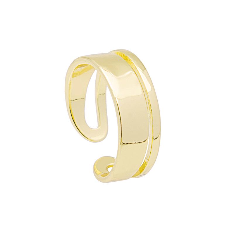 Bague Ouverte Double Couche Minimaliste Coréenne - Design Ligne Irrégulière Creuse pour Femmes