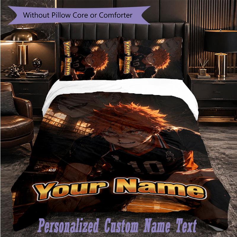 Personalized 3Pcs Bedding SetHaikyuu Custom Text Duvet Cover Pillowcase Set Bedroom Gift