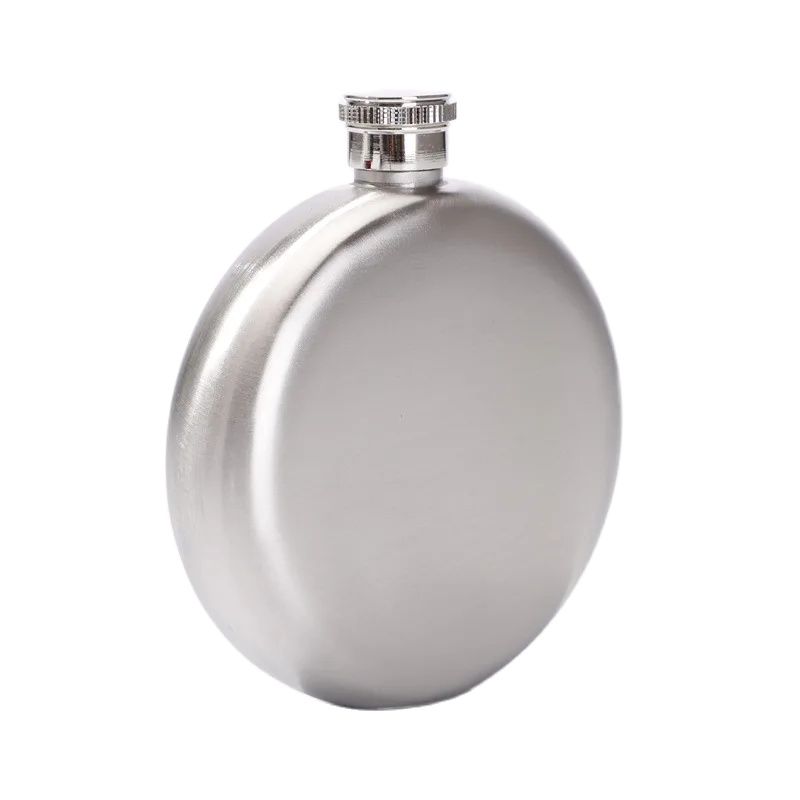 Steel Mini Clear Hip Flask Round Pocket Window Russia Flagon Bar Whisky Bottle 5oz