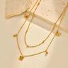 Stainless Steel Double Layer Stacked Necklace for Women,Gold Color Butterfly Bead Chain Necklaces,Trendy Jewelry Gift