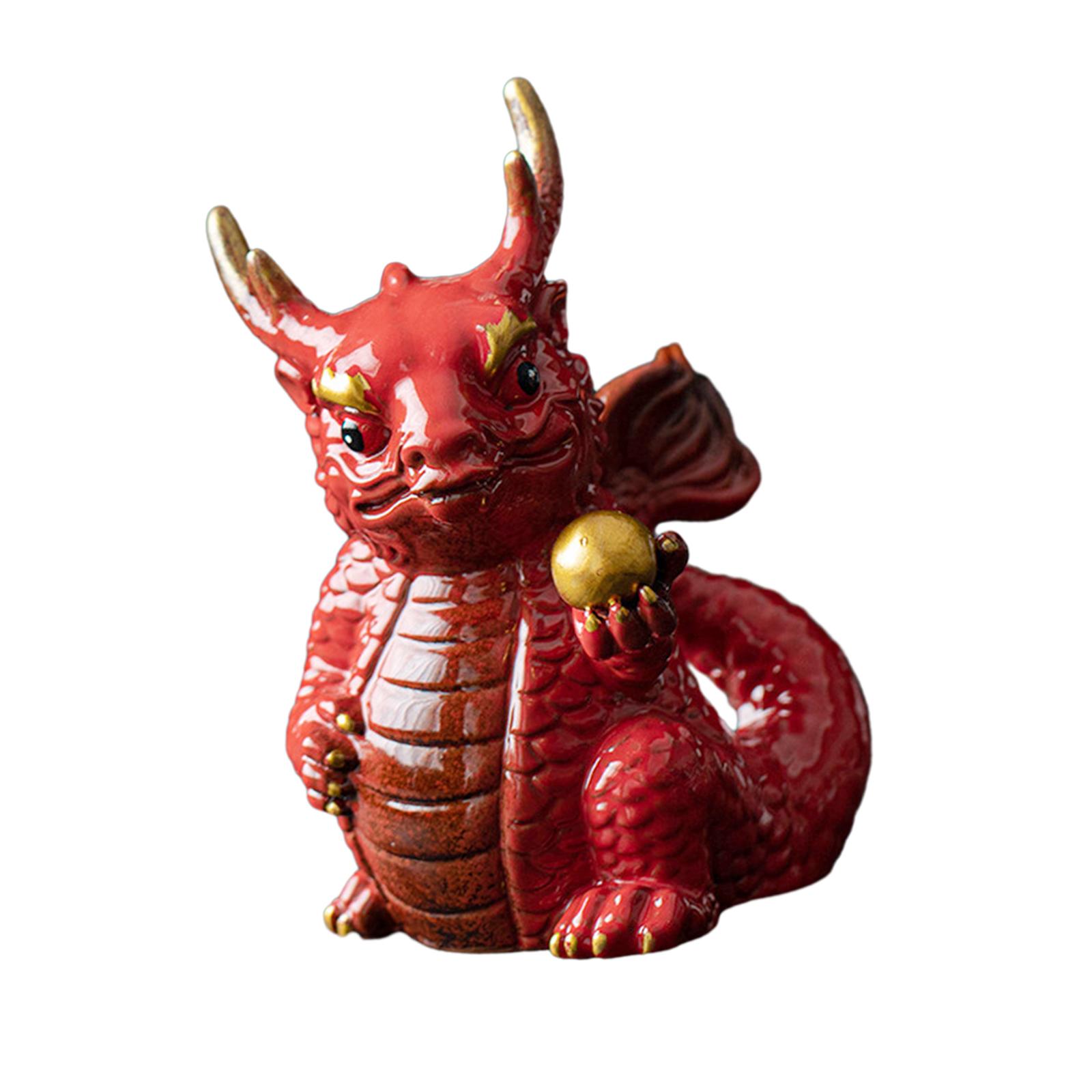 Mini Dragon Figurine Miniature Figurine Collectible Tabletop Ornament Dragon Statue for Cabinet Living Room Spring Festival
