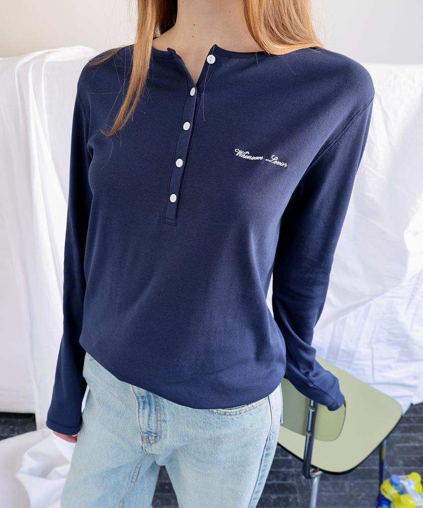 Leuba Whenever Henley Neck T-Shirt - Blueberry Navy