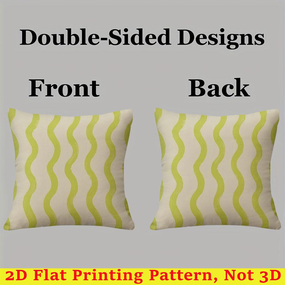 Lime Wavy Stripe Square Jacquard Pillow Cover for Sofa Office Waist Cushion Cover Home Decorative Pillowcase