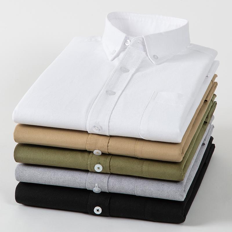 Spring and Autumn New Fashion Trend Pure Cotton Youth Fashion Versatile Oxford Solid Color Men's Long Sleeve White Work Shirt