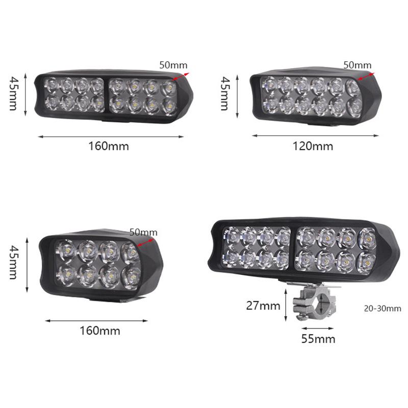 Motorcycle Headlight LED 12V 80V Driving Lights High Brightness 8/12/16/30 LED Waterproof Auxiliary Headlight External Spotlight