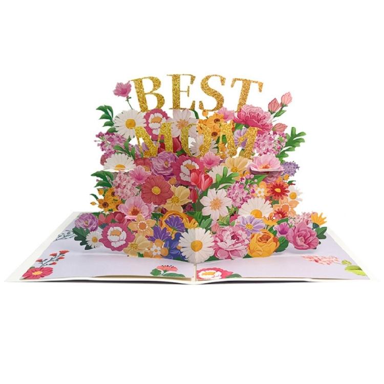 Artistic 3D Popup Mother's Day Card Handmade Greeting Card for Friend Elegant Celebration Paper Card