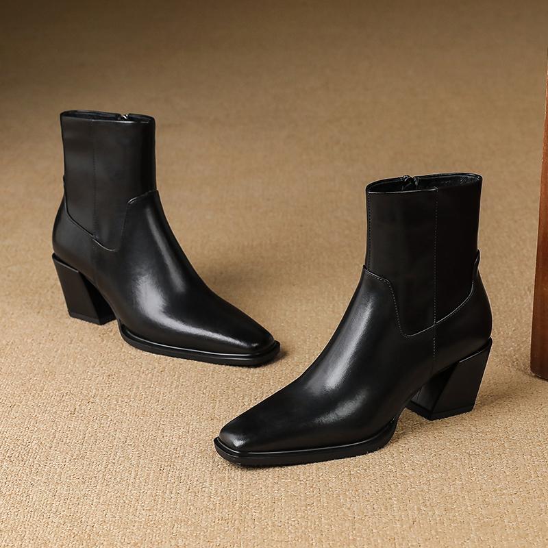 Fashion 2025 New Women's Ankle Boots and Short Boots Side Zipper Block Heel Women Boots Large Size Vintage Motorcycle Boots Female