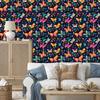 Wallpaper Colorful Butterflies Navy Blue, Turquoise and Black 50x1000