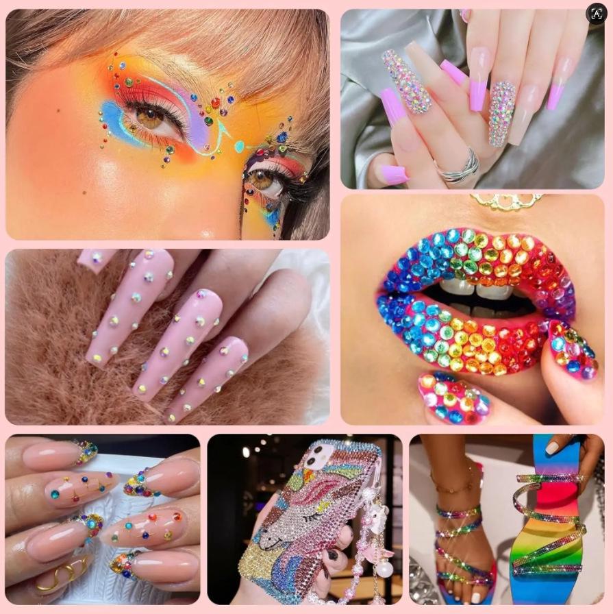 15-Grid Mixed Color 3mm Flat-bottom Resin Rhinestones DIY Nail Art Set