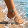 Cute Blue Starfish Beaded Anklets Set for Girls Matching Handmade Elastic Foot Bracelets Summer Holiday Jewelry Best Friend Gift