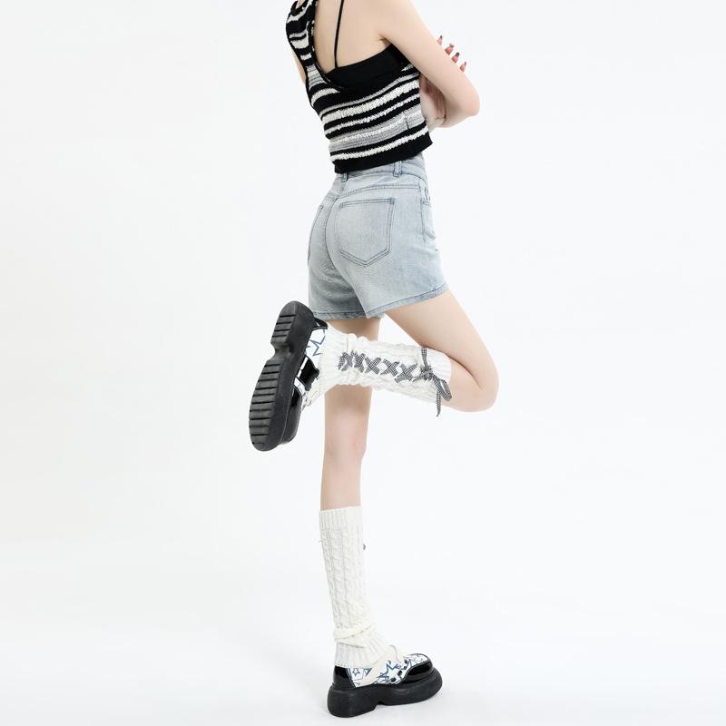 Denim Shorts Women's Summer High Waist Shorts Women's Casual Shorts Women's Three-quarter Shorts