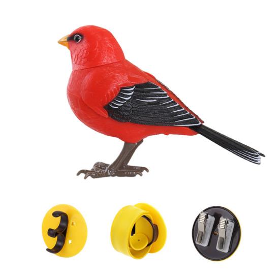 Elektronisches Simulations-Vogelspielzeug mit 3 Standfüßen, Geräusch- und Bewegungsaktivierung