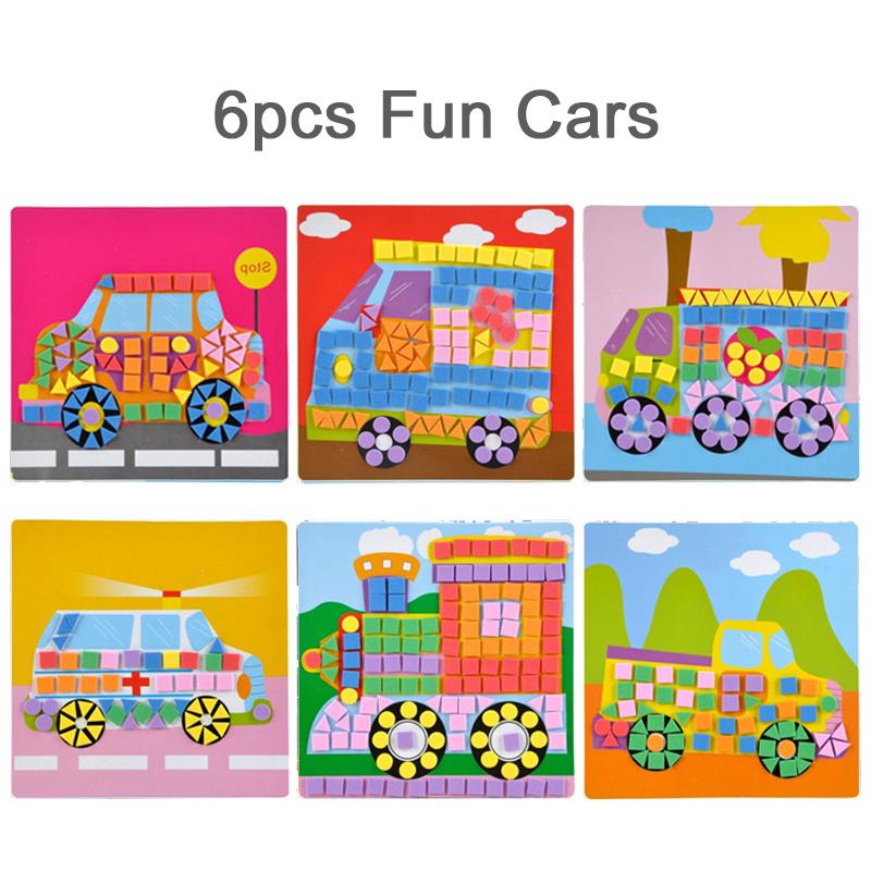 6 шт./лот Дитячі 3D EVA Липкі Мозаїки Пазл DIY Пінопластовий Ручний Робота DIY Мистецтво Мультяшний Малюнок Креативні Навчальні Іграшки для Дітей TMZ