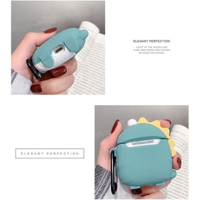 AirPods Pro 2 Hülle - Stoßfester Schutz - Weiches Silikon - Dinosaurier-Motiv - Karabinerhaken Inklusive