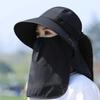 Chapeau Masque Facial Protection Solaire pour Femmes Chapeau de Soleil à Large Bord avec Cordon de Serrage Réglable Chapeau Respirant pour Activité en Plein Air