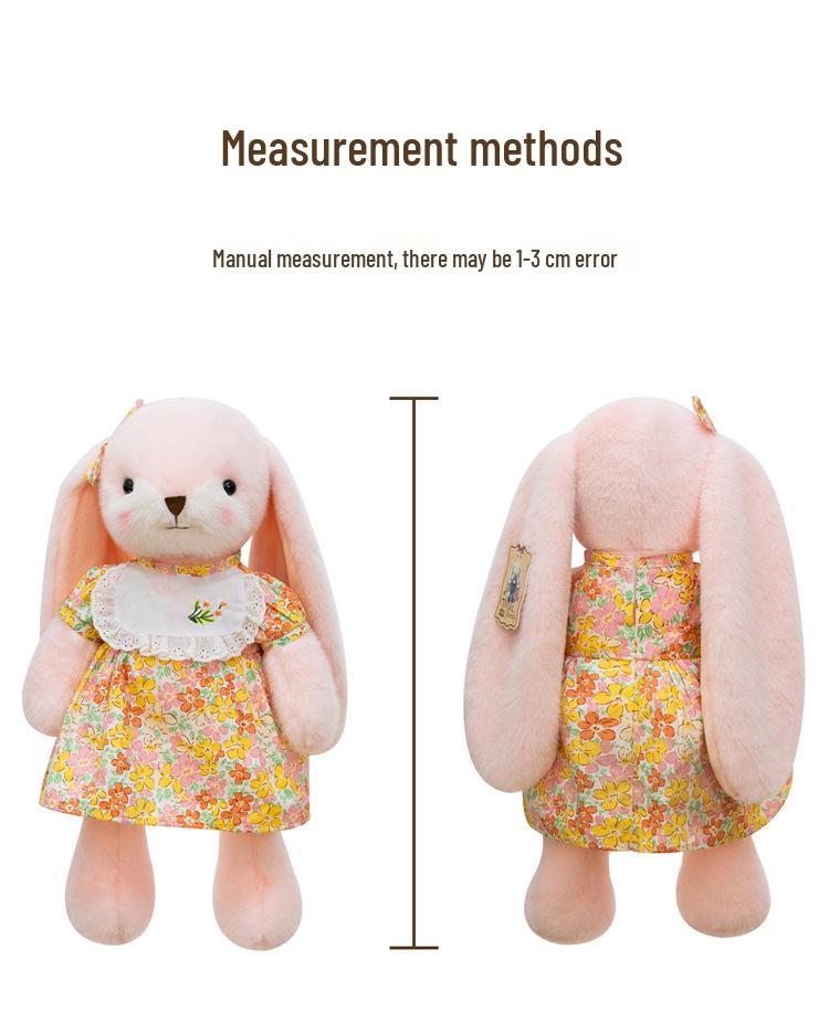 Floral Dress Bunny Plush Toy: Long-Eared Rabbit Sleep Companion & Birthday Gift