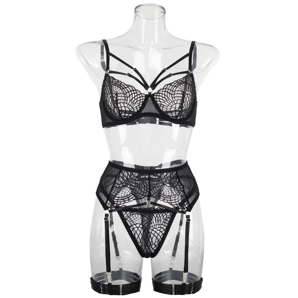 Lace Sexy Lingerie Transparent  Porno Lace Erotic Outfit Ladies Sexy Bra Set Romantic Fancy See Through Bra Panties Lingeries