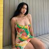 Kadın Yaz Batik Etek Seksi Halter Halter Elbise
