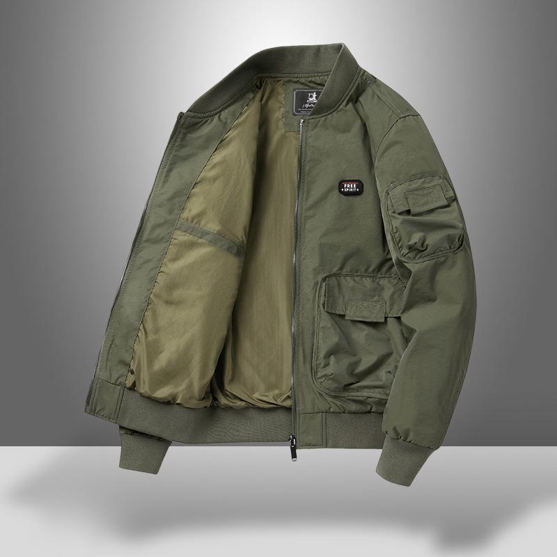 Chaqueta de Algodón Acolchada MA-1 para Hombre para Otoño/Invierno, Abrigo de Vuelo con Cuello de Béisbol