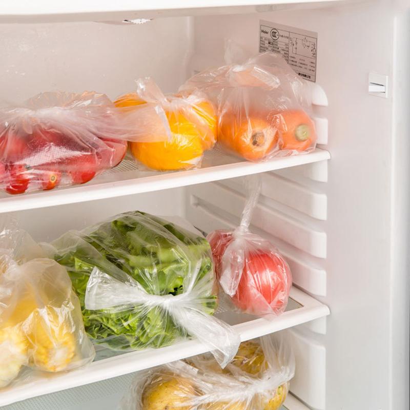 50/100 Pcs Transparent Roll Fresh-Keeping Plastic Bags Of Vacuum Food Saver Bag 3 Sizes Portable Food Storage Bags With Handle