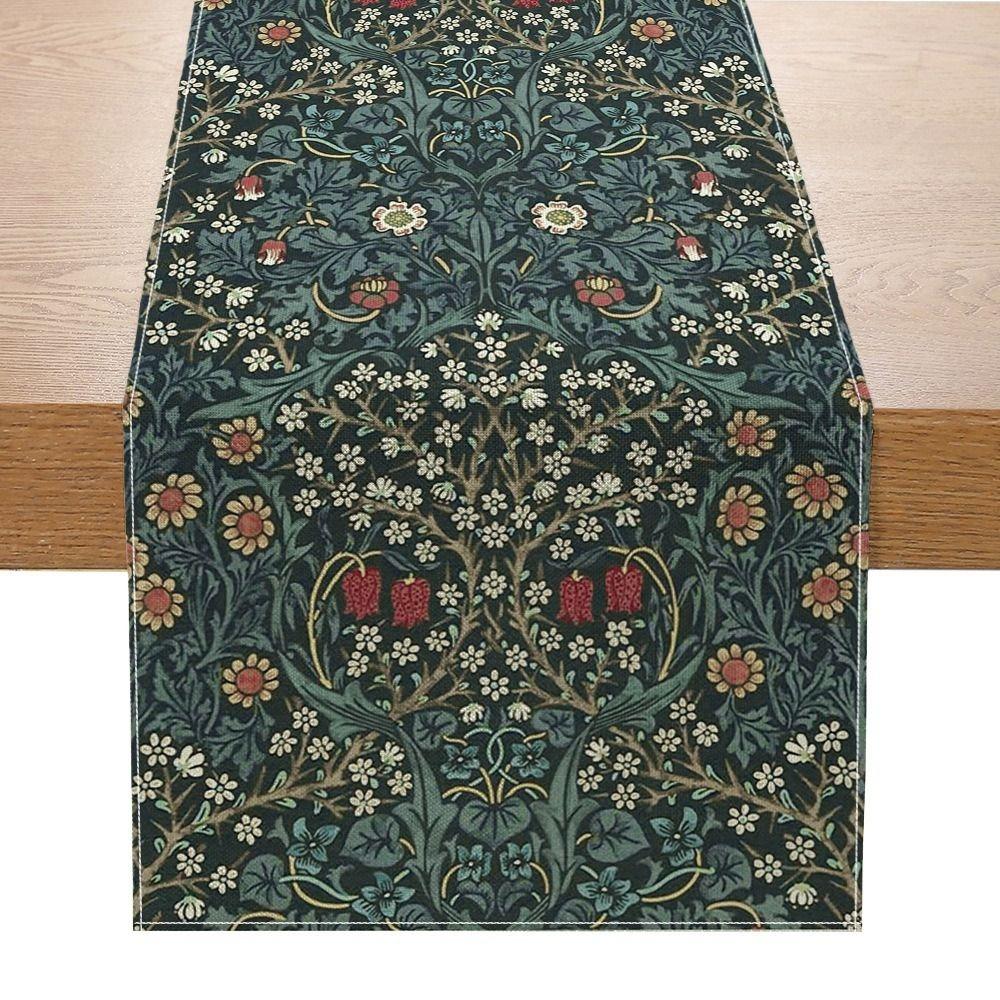 

Flower Pattern Floral Table Runner Flourishing Flowers Classical Beauty Table Cover Pastoral Style 183CM Tablecloth Home Decor