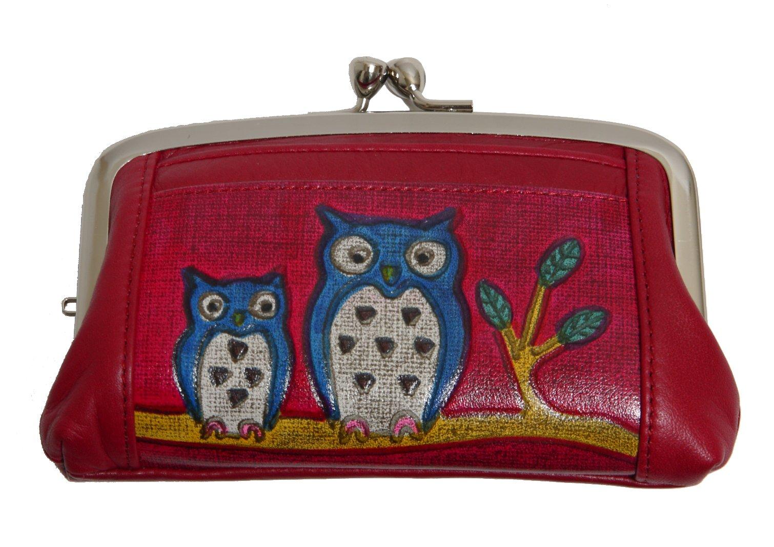 

Hasegawa Owl Cowhide Made in Japan Wallet, Yodogawa-dyed Alkane-dyed Leather, Purple, фіолетовий