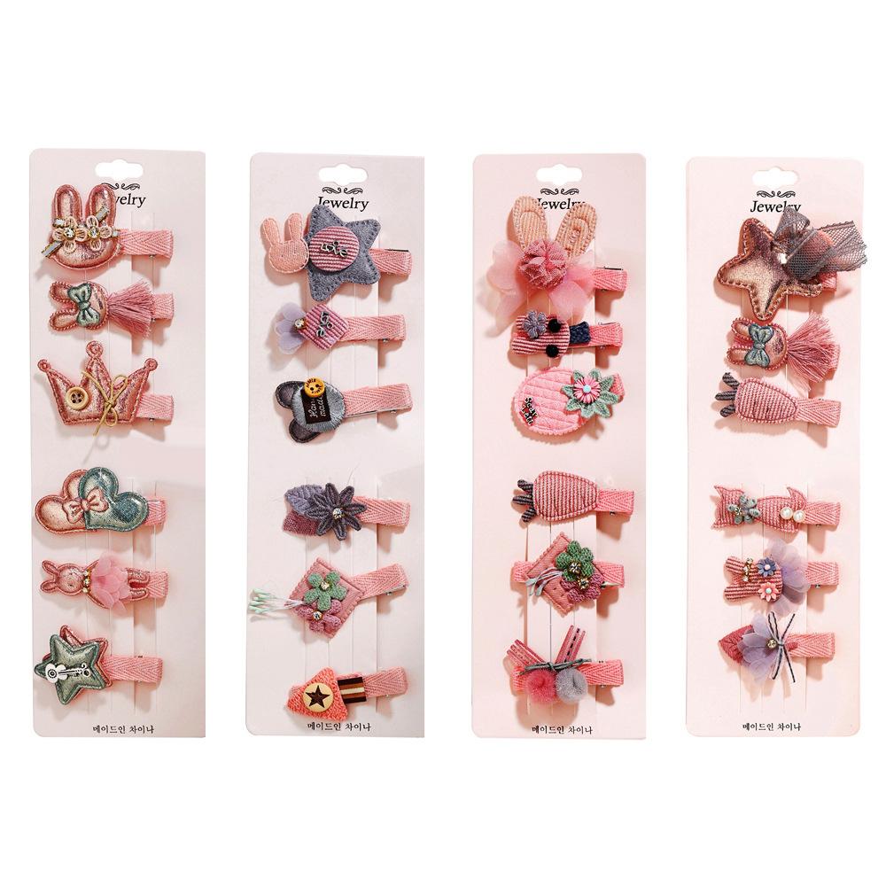 6 Piece Set Of Cute Cartoon Children'S Hairpins For Little Girls Decorated With  Hair Accessories