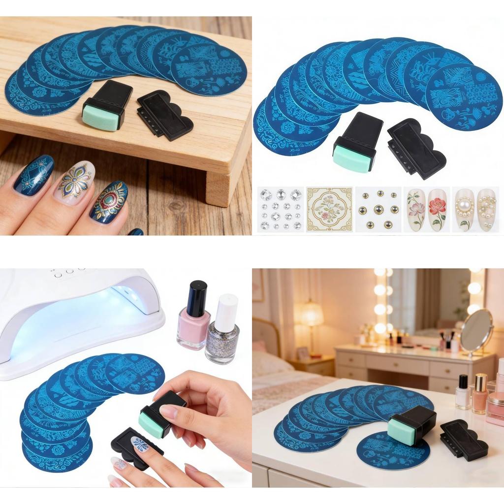 Nail Art Printing Steel Plate Set With 10 Jq Plates And Transparent Stamp For Diy Manicure