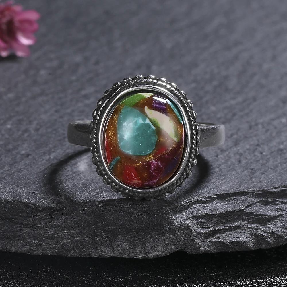S Silver Natural Kyanite Ring Simple Style Fine  Anniversary Engagement Party Gift for Women Labradorite Ring