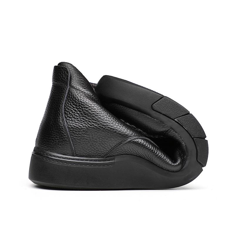 Thickened fur integrated snow boots men's genuine leather wool large cotton shoes velvet cotton shoes winter casual men's boots to keep warm