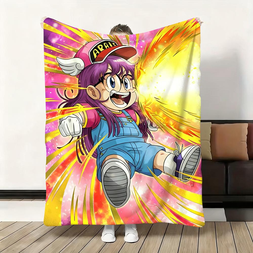 Kawaii A-Arale Anime Throw Soft Flannel Blanket Warm Knee Skin-Friendly Throw for Sofa Office Bed Traveling Winter Oversize