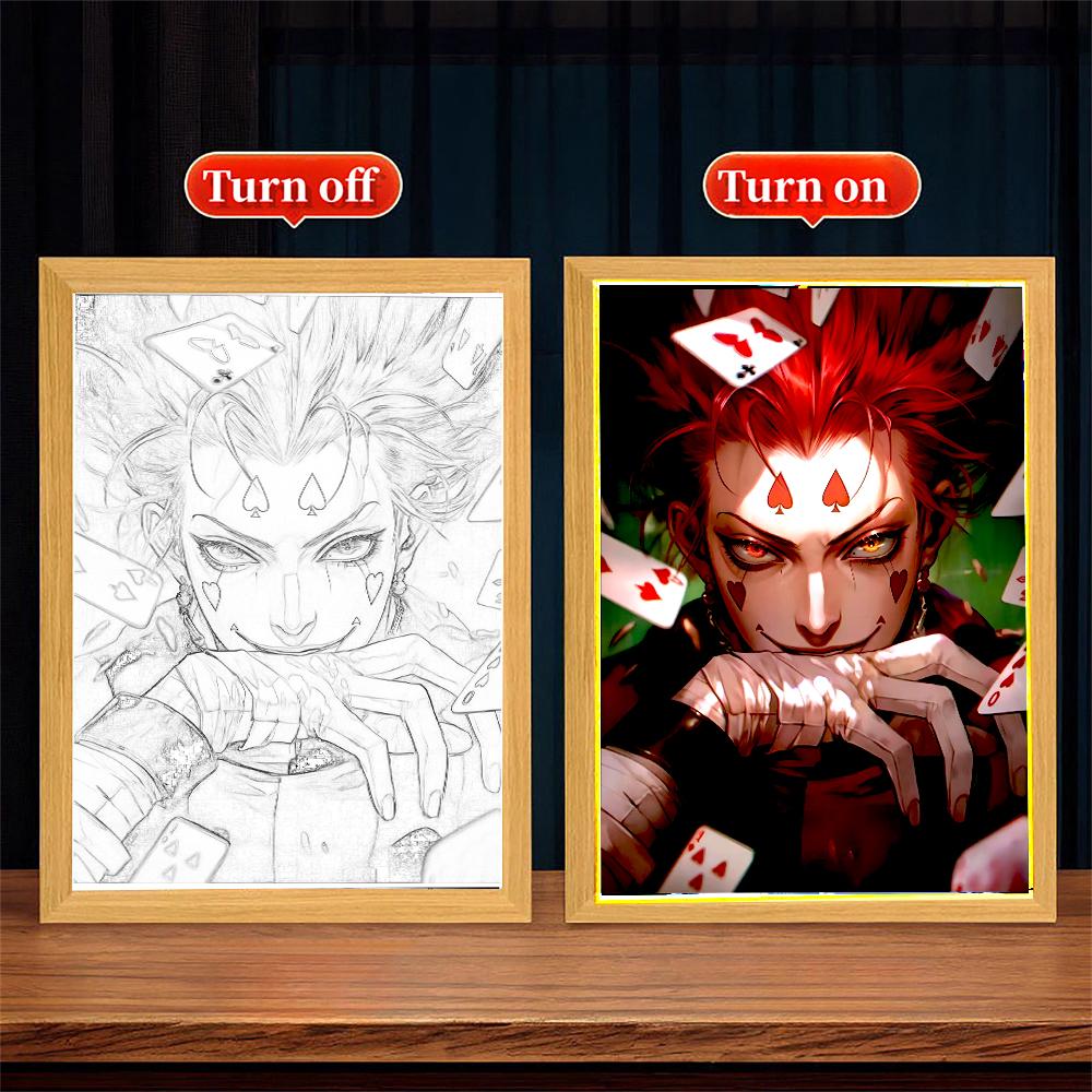 Light Painting Photo Frame Anime Figure Hunter×Hunter Led Night Light Killua Figures Action Collection Room Decor Gift Moon Lamp