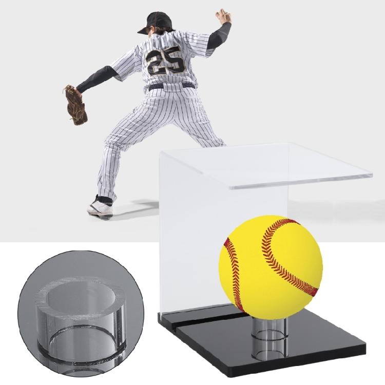 Acryl Klare Bälle Box mit Sockel und Kartenschlitz Acryl Display Halter Softball Schutz Ständer Memorabilia Vitrine