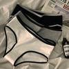 Simple Japanese Style Mid-Waist Women's Cotton Briefs - Black, White, Gray