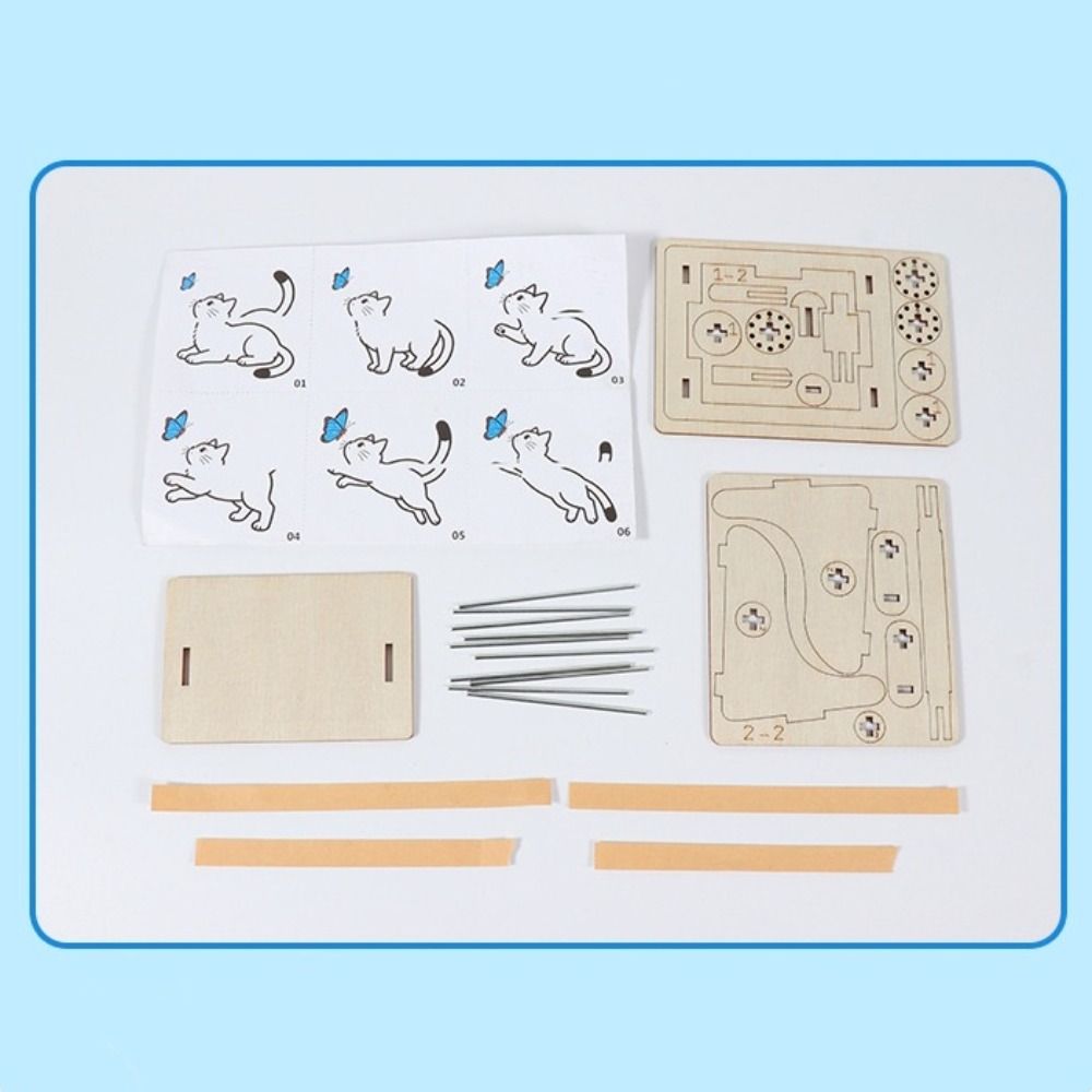 Assembly Science Experiment Toy Wooden Science Handmade Craft Hand Cranked Animation Birthday Gift