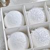 A Box Of 12 White Ins Style Lace Glitter Foam 8cm Christmas Ball Decoration Pendant Christmas Atmosphere Pendant Gift Box