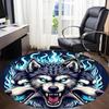 1pc Wolf Pack Office Round Area Rug, Under Office Chairs Bedroom Living Room Home Decor, Room Deco