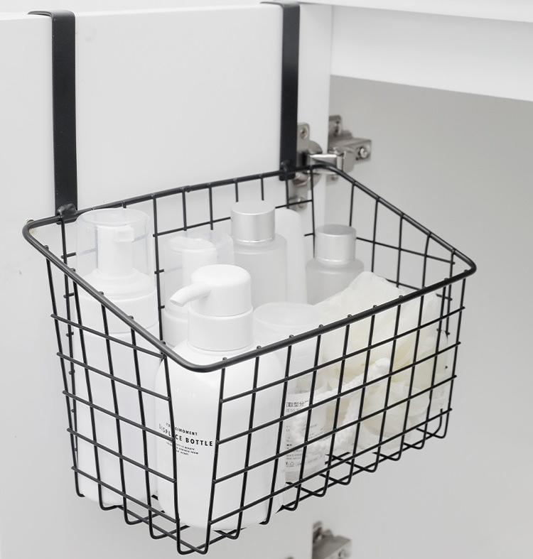 Über der Schranktür Organizer Wandmontage Aufbewahrungskorb Hängender Gitterkorb Badezimmer Küche Vorratskammer Halter Regal Metall