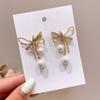 New Fashion Charm Black Bowknot Stud Earring for Women 2026 Korea Crystal Pearls Bow Heart Earrings Party Jewelry Accessories