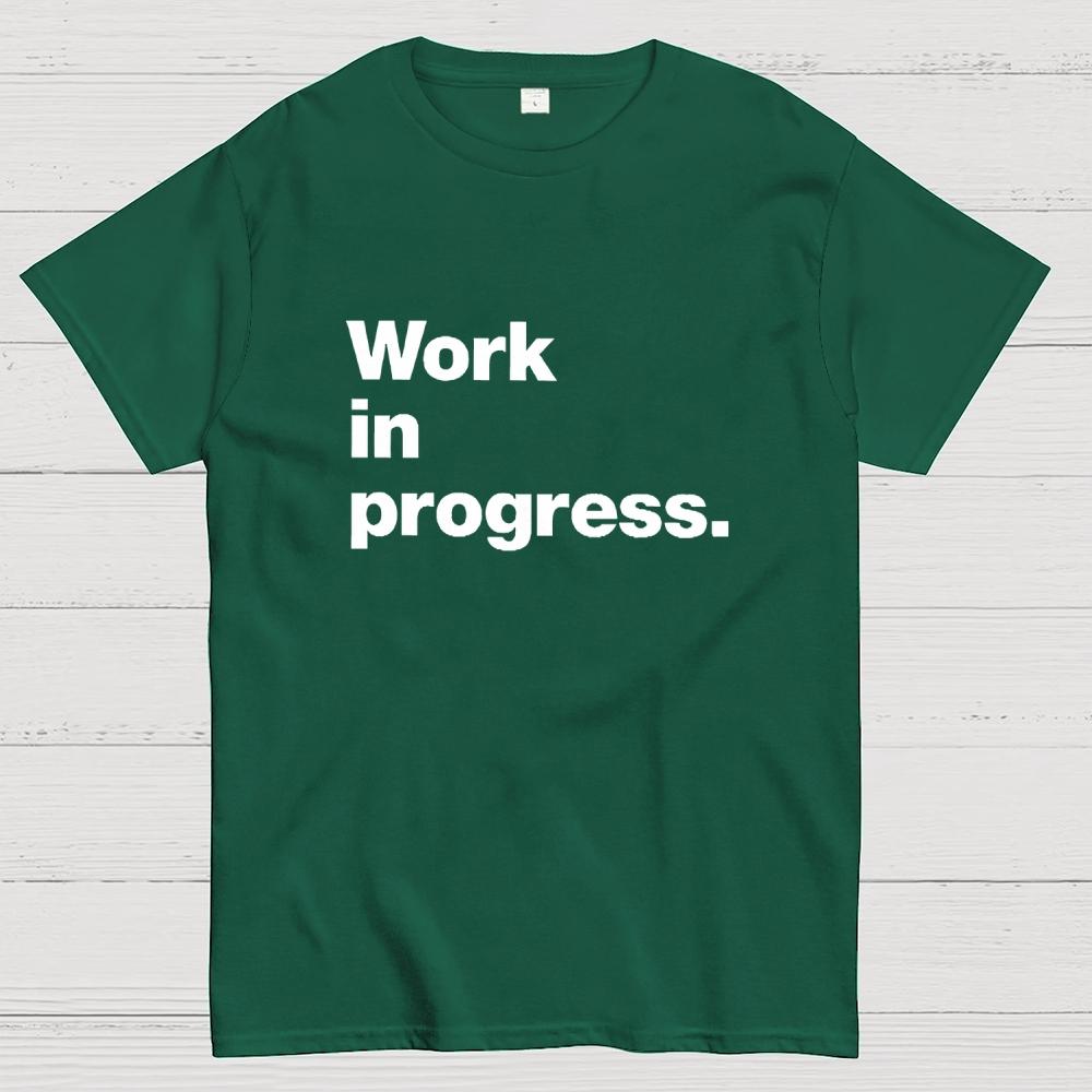 Work In Progress Unisex Cotton Summer Casual Cool Loose T-Shirt