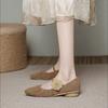 Schuhe im Maillard-Stil Herbst neue Blume Retro Mary Jane Damenschuhe vielseitige braune Schuhe mit dickem Absatz