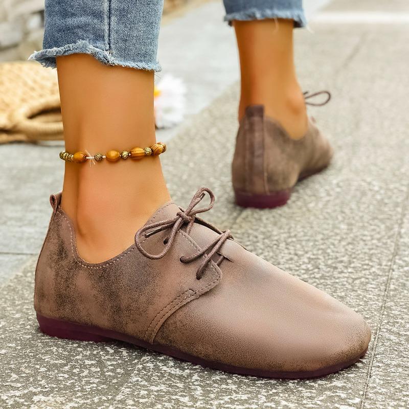 Women's Shoes 2025 Autumn New Fashion Casual Soft Walking Shoes Trend Retro Women's Lace-up Flat Shoes Zapatillas De Deporte